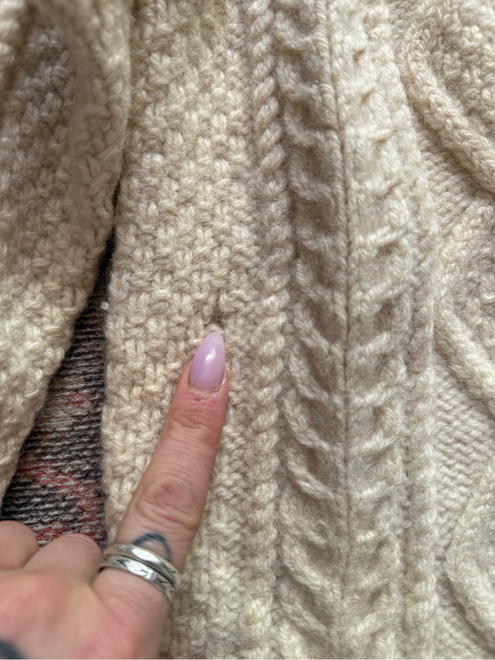 Vintage Wool Fisherman Cardigan Made in Ireland - Picture 5 of 8